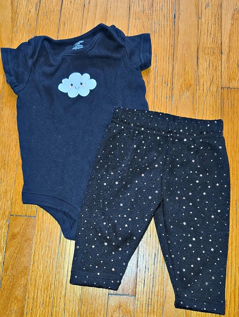 George Matching Set Black & Gold Polka Dot